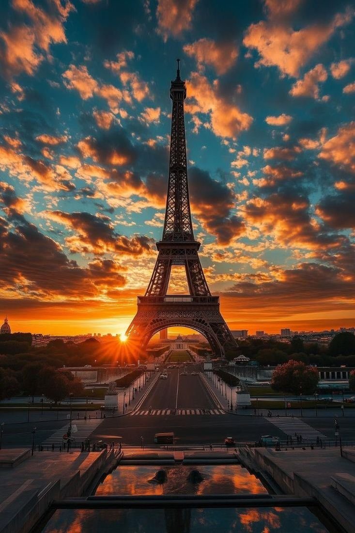 Eiffel Tower at sunset, Paris
