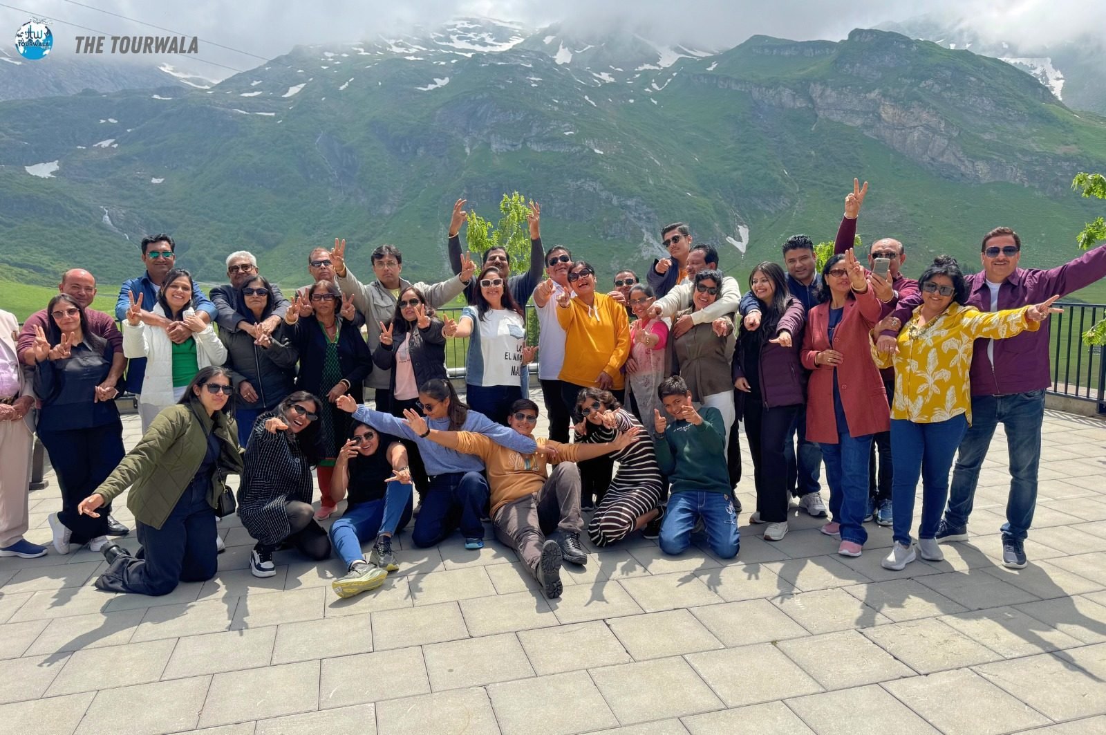 The Tourwala's previous Europe group in front of the Swiss Alps